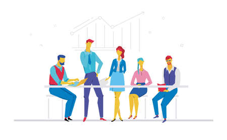Business meeting - flat design style colorful illustrationのイラスト素材