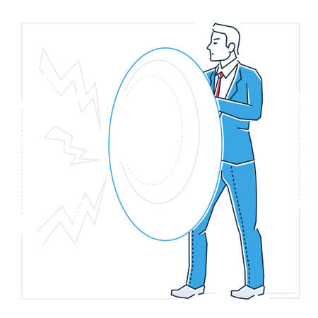 Cartoon man with shield image illustrationのイラスト素材