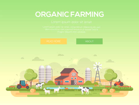 Organic farming flat style design concept illustration.のイラスト素材