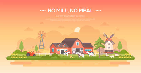 No mill, no meal modern flat design style concept illustrationのイラスト素材