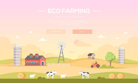 Eco farming - modern flat design style vector illustrationのイラスト素材