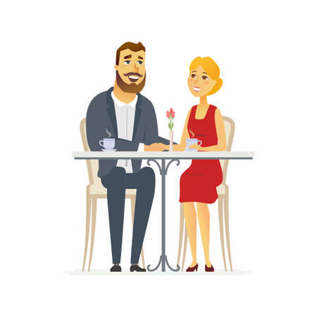 Happy couple on a date cartoon people character isolated illustration.のイラスト素材
