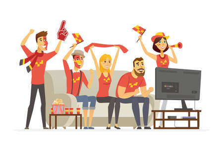 Sport fans - cartoon people character isolated illustrationのイラスト素材