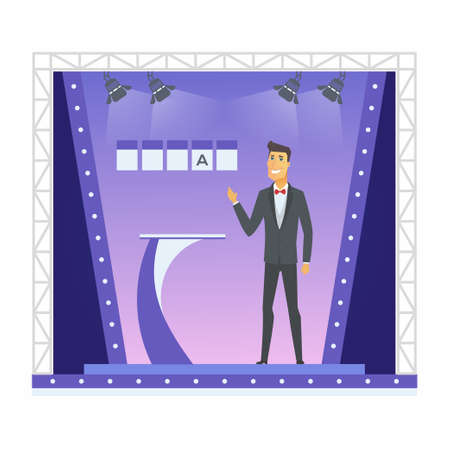 Wheel of fortune presenter  cartoon people character isolated illustrationのイラスト素材