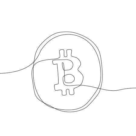 Bitcoin in one line design style illustration.のイラスト素材