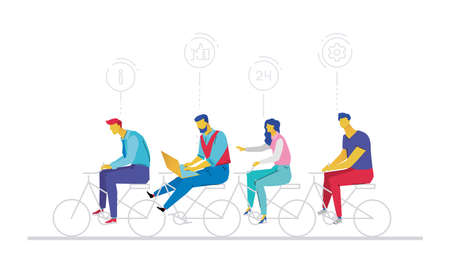 Business team - flat design style colorful illustration on white background. Metaphorical...