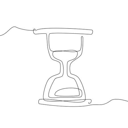Hourglass - one line design style illustration isolated on white background. Time management, deadline concept. High quality image for your presentationのイラスト素材