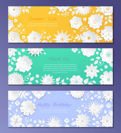 Paper cut flowersのイラスト素材