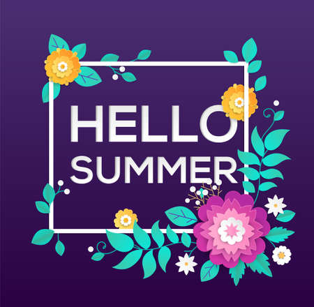 Hello summer - modern vector colorful illustrationのイラスト素材