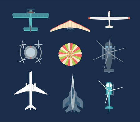 Aircraft - set of modern vector elementsのイラスト素材