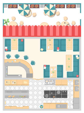 Cafe elements - modern vector colorful illustrationのイラスト素材