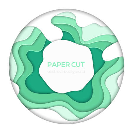 Green abstract layout - vector paper cut bannerのイラスト素材