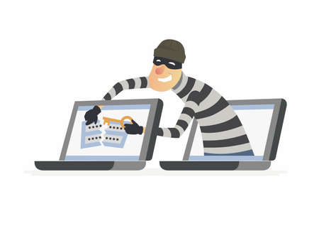 Hacker stealing password - cartoon people characters illustrationのイラスト素材