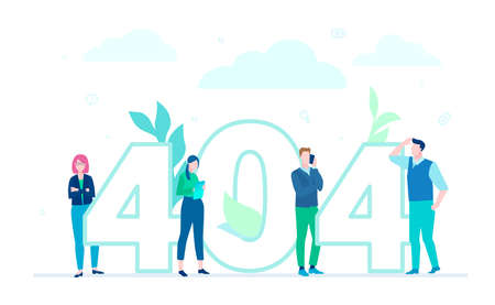 Error 404 page - flat design style colorful illustrationのイラスト素材