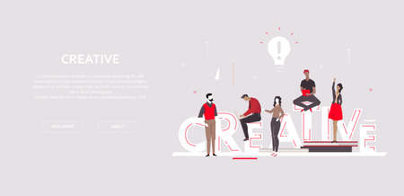Creative group - flat design style colorful banner