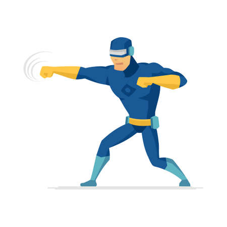 Fighting superhero - modern cartoon people character illustrationのイラスト素材