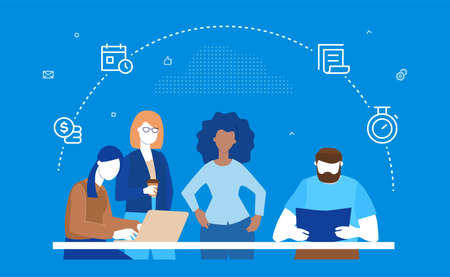 Business process - flat design style colorful illustration