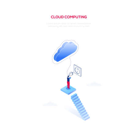 Cloud computing - modern isometric vector web bannerのイラスト素材