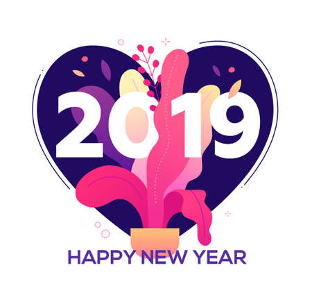 Happy New Year - modern flat design style illustrationのイラスト素材
