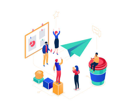 Startup company - modern colorful isometric vector illustrationの写真素材