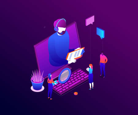 Technical support - modern colorful isometric vector illustrationのイラスト素材