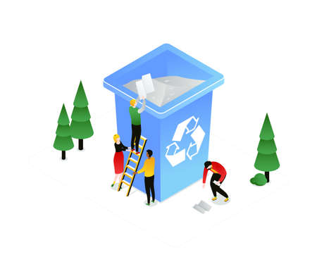 Recycling - modern colorful isometric vector illustrationのイラスト素材
