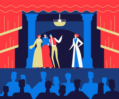 At the theatre - flat design style colorful illustrationのイラスト素材