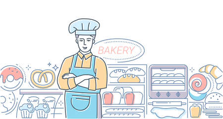 Bakery - modern line design style colorful illustration