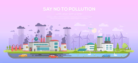 Say no to pollution - modern flat design style vector illustrationのイラスト素材