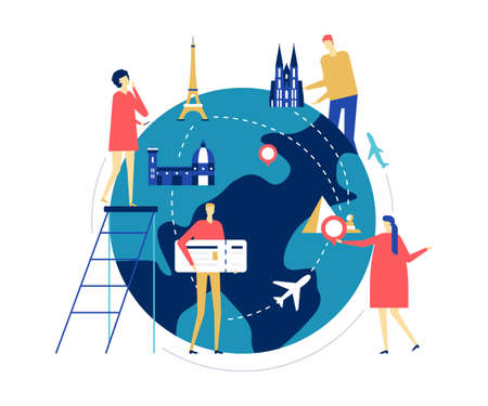Travel around the world - colorful flat design style illustrationのイラスト素材