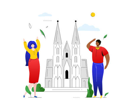 Travel to Germany - colorful flat design style illustrationのイラスト素材