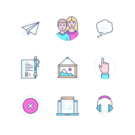 Social media - modern line design style icons setのイラスト素材