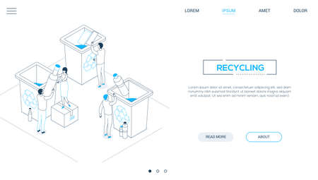 Recycling - line design style isometric web bannerのイラスト素材