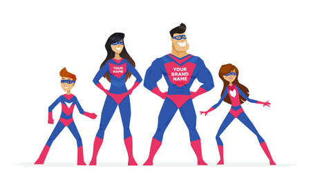 Super family - cartoon people characters colorful illustrationのイラスト素材