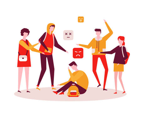 Bullying - modern colorful flat design style illustration on white background. A composition with a...