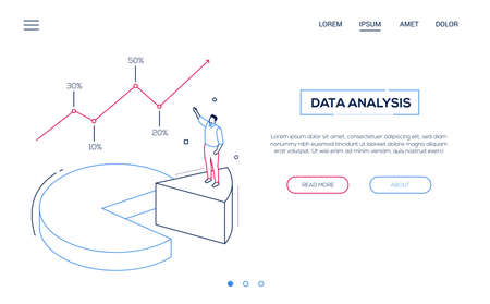 Business analysis- line design style isometric web bannerのイラスト素材