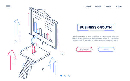 Business growth - line design style isometric web bannerのイラスト素材