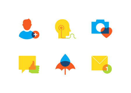 Technology and social media - flat design style icons setのイラスト素材