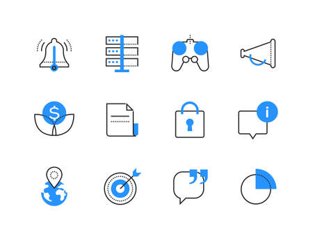 Advertising business and technology color icons setのイラスト素材
