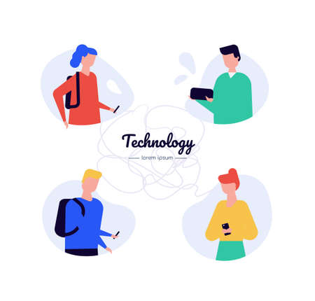 Technology - flat design style vector characters setのイラスト素材
