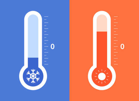 Hot and cold temperature - flat design style vector illustrationのイラスト素材