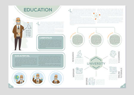 Teaching and e-learning - colorful vector brochure templateのイラスト素材