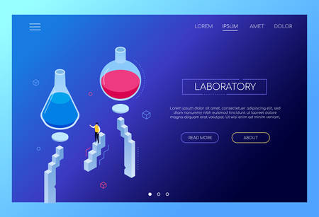 Laboratory concept - modern isometric vector web bannerのイラスト素材