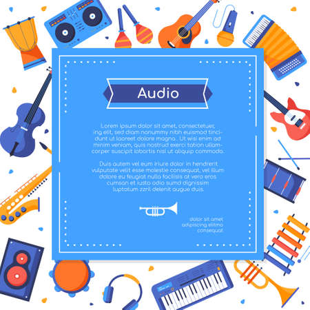 Audio - colorful flat design style banner templateのイラスト素材