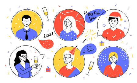 Happy New Year 2021 - flat design style illustrationの写真素材