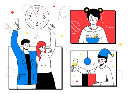 Happy New Year 2021 - flat design style illustrationのイラスト素材