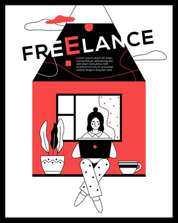 Freelance - modern flat design style web bannerのイラスト素材