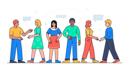 Communication and networking - colorful flat design style illustrationのイラスト素材