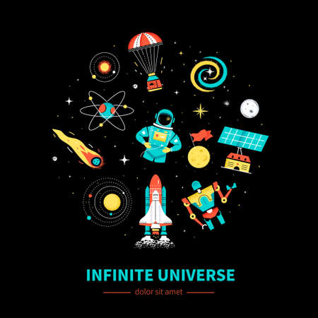 Infinite universe - colorful flat design style web bannerのイラスト素材