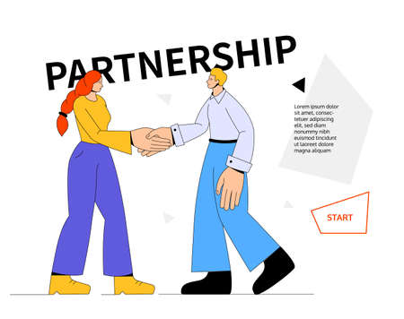 Partnership - modern colorful line design style web bannerのイラスト素材